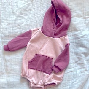 Pink Long Sleeve Hooded Bodysuit Bubble 3-6 months